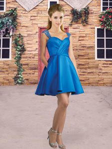 Discount Royal Blue Zipper Dama Dress Lace Sleeveless Mini Length
