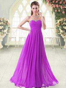 Nice Purple Sweetheart Neckline Beading Prom Gown Sleeveless Zipper