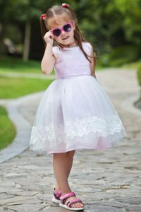 Pink Ball Gown Scoop Taffeta and Organza Beauty Little Girls Dresses