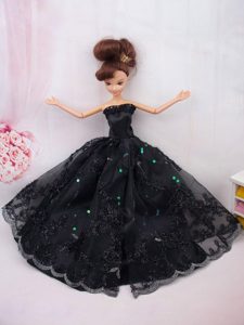 Modest Ball Gown Lace Black Party Clothes Barbie Doll Dress