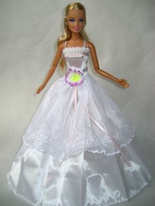 Beautiful White Gown With Flower Made To Fit the Barbie Doll