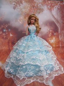 Sweet Lace Over Skirt to Light Blue Barbie Doll Dress