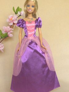 Purple Short Sleeves Handmade Dresses Fashion Party Clothes Gown Skirt For Barbie Doll