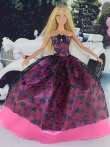 Elegant Ball Gown Party Clothes Lace Black and Hot Pink Barbie Doll Dress