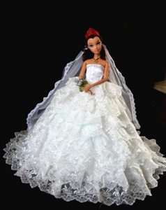 Exclusive Wedding Clothes Ruffled Layers Barbie Doll Dress