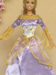 New Beautiful Lilac Long Sleeves Handmade Party Clothes Fashion Dress For Noble Barbie
