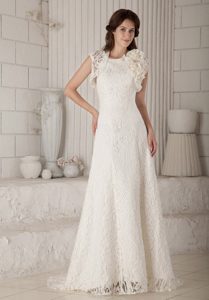 Gorgeous High-neck Zipper-up Lace Wedding Reception Dresses