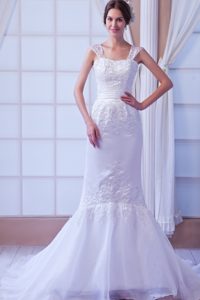 Fabulous Mermaid Court Train Organza Dresses for Wedding with Appliques