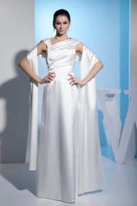 Fabulous Asymmetrical Ruched White Spring Wedding Dresses in Floor-length