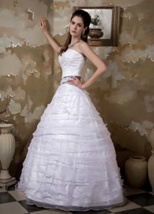 Impressive Sweetheart Long Taffeta and Organza Wedding Dress for Winter