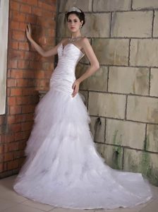Sweetheart Taffeta and Tulle White Magnificent Wedding Reception Dresses