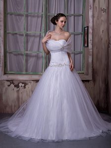 Fabulous Princess Strapless Lace-up Tulle Wedding Dresses with Appliques