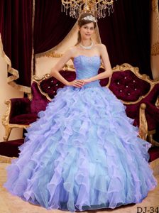 Affordable Lilac Ball Gown Sweetheart Quinceanera Dress with Beading