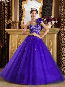 Sweet Purple One Shoulder Sweet Sixteen Dresses with Beading