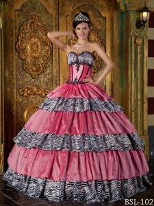 Ball Gown Sweetheart Elegant Zebra Dress for Quinceanera with Ruffles