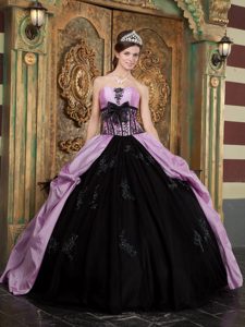 Lavender and Black Pretty Strapless Sweet Sixteen Quinceanera Dresses