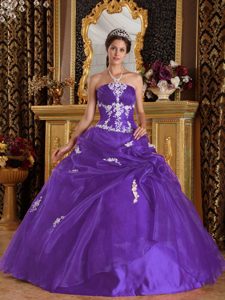 Strapless Inexpensive Organza and Satin Quince Dress in Eggplant Purple
