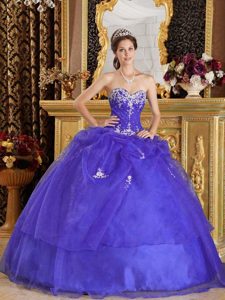 Custom Made Purple Ball Gown Sweet 16 Dress with Appliques
