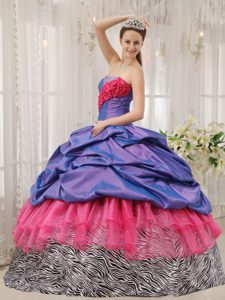 Strapless Beaded Ball Gown Sweet 16 Dresses in Purple and Rose Pink
