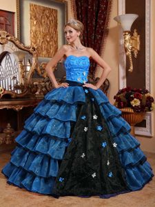 Custom Made Muti-Color Ball Gown Strapless Quince Dress with Ruffles