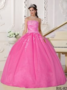 Ball Gown Quinceanera Dresses in Hot Pink with Appliques on Promotion