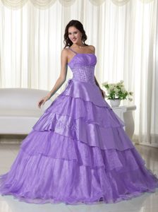 Lavender One Shoulder Quinceanera Dresses with Embroidery and Layers for 2013