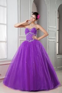 Sweetheart Purple 2013 Sweet 16 Dresses with Beadings and Lace Up Back in Tulle