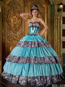 Luxurious Sweetheart Zebra Quince Dresses with Ruffled Layers in the Mainstream