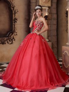 Red Sweetheart Quinceanera Gown with Beading and Appliques