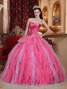 Discount Coral Red Sweet 16 Dresses in Tulle with Beading