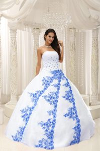 Beautiful Embroidery White Dress for Quinceanera in Taffeta and Organza