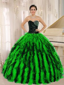 Beaded and Ruffled Sweetheart Quinceanera Gown Dresses in Multi-color