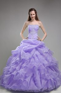 Lilac Quinceanera Dresses in Organza with Beading and Ruffles