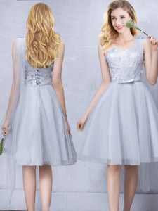 One Shoulder Sleeveless Lace and Appliques and Belt Lace Up Wedding Guest Dresses