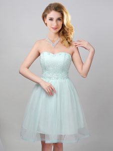 Cute Apple Green Sweetheart Lace Up Lace and Appliques Wedding Party Dress Sleeveless