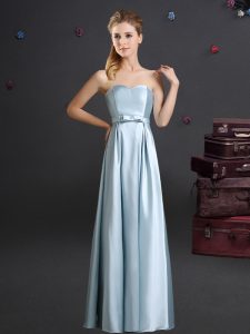 Colorful Light Blue Sleeveless Floor Length Bowknot Zipper Wedding Party Dress
