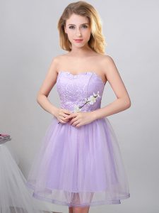 Spectacular Beading Wedding Guest Dresses Lavender Lace Up Sleeveless Knee Length