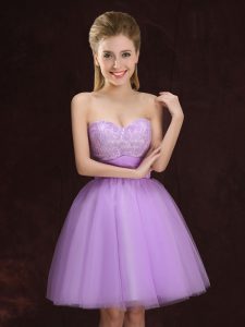 Comfortable Lilac Wedding Guest Dresses Prom and Party and Wedding Party and For with Lace and Ruching Sweetheart Sleeve