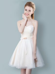 Adorable Sleeveless Ruching and Bowknot Zipper Bridesmaid Dress