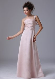 Sweet Light Pink One Shoulder Taffeta Ruched Column Celebrity Dress for Cheap