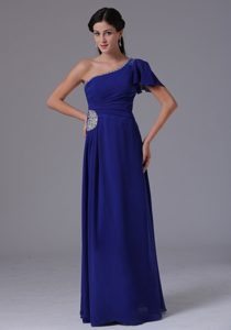 Brand New Peacock Blue One Shoulder Beaded Celebrities Dress for Less
