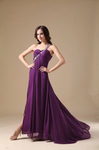 Sassy Purple Empire One Shoulder Dance War Celebrity Dresses in Chiffon