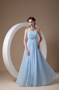Empire Strapless Chiffon Celeb Dresses for Beauty and Geeks in Light Blue