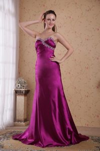 Fitted Fuchsia Sheath Sweetheart Celebrity Dresses in Elastic Woven Satin