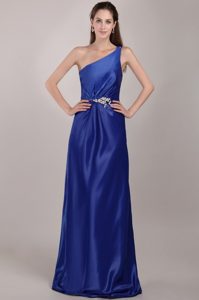 Magnificent Royal Blue One Shoulder Taffeta Celebrity Dress with Beading