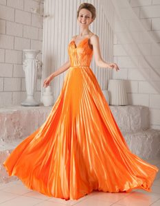 Memorable Empire Celebrity Dresses with Spaghetti Straps in Orange Red