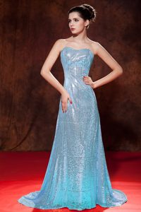 Necessary Empire Sweetheart Celebrity Dresses with Sequins in Aqua Blue