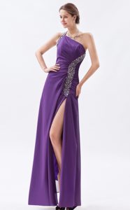 Most Recent Purple One Shoulder Chiffon Perfect Celeb Dress for 24 hours