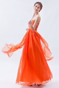 Latest Orange Red Empire Sweetheart Beading Celebrity Dress in Chiffon