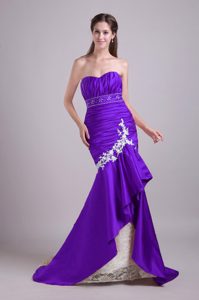 In Style Purple Mermaid Sweetheart Celeb Dresses with Lace